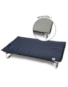 Coussin imperméable réversible pour lit pliant | Bleu/Gris