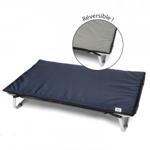 Coussin imperméable réversible pour lit pliant | Bleu/Gris