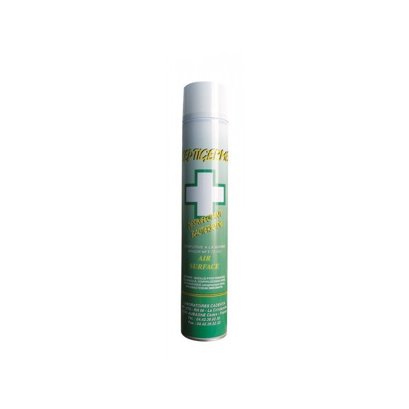 Aérosol désinfectant bactericide Septigerme air et surfaces. 750 ml.