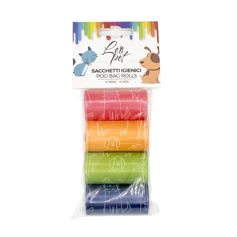 Sachet de 4 ou 8 rouleaux de 20 sacs à crottes pas cher et fantaisie