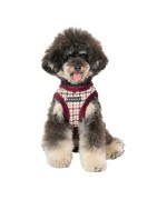Harnais veste pour chien Puppia  à carreaux avec fourrure pour l'hiver