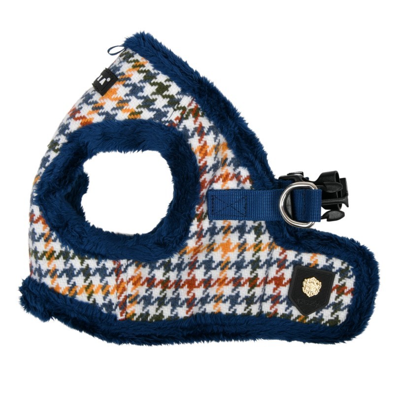 Harnais veste pour chien Puppia  à carreaux avec fourrure pour l'hiver