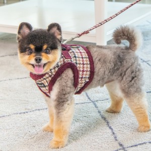 Harnais veste pour chien Puppia  à carreaux avec fourrure pour l'hiver