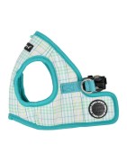 Harnais veste pour chien | PUPPIA LUKE | Motif carreaux Turquoise