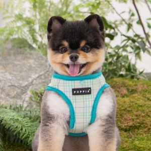 Harnais veste pour chien | PUPPIA LUKE | Motif carreaux Turquoise
