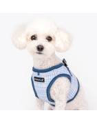 Harnais veste pour chien | PUPPIA LUKE | Motif carreaux Bleu
