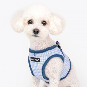 Harnais veste pour chien | PUPPIA LUKE | Motif carreaux Bleu