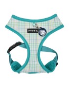 Harnais ajustable pour chien | PUPPIA LUKE | Motif carreaux Turquoise