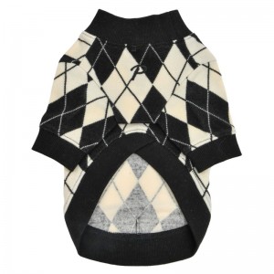 Pull pour chien jacquard noir et blanc | PUPPIA Jaden