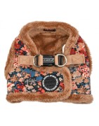 PUPPIA GIANNI | Harnais veste chien motif Liberty beige avec fourrure