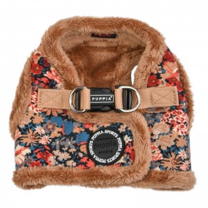 PUPPIA GIANNI | Harnais veste chien motif Liberty beige avec fourrure