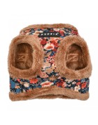 PUPPIA GIANNI | Harnais veste chien motif Liberty beige avec fourrure