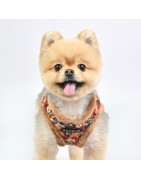 PUPPIA GIANNI | Harnais veste chien motif Liberty beige avec fourrure