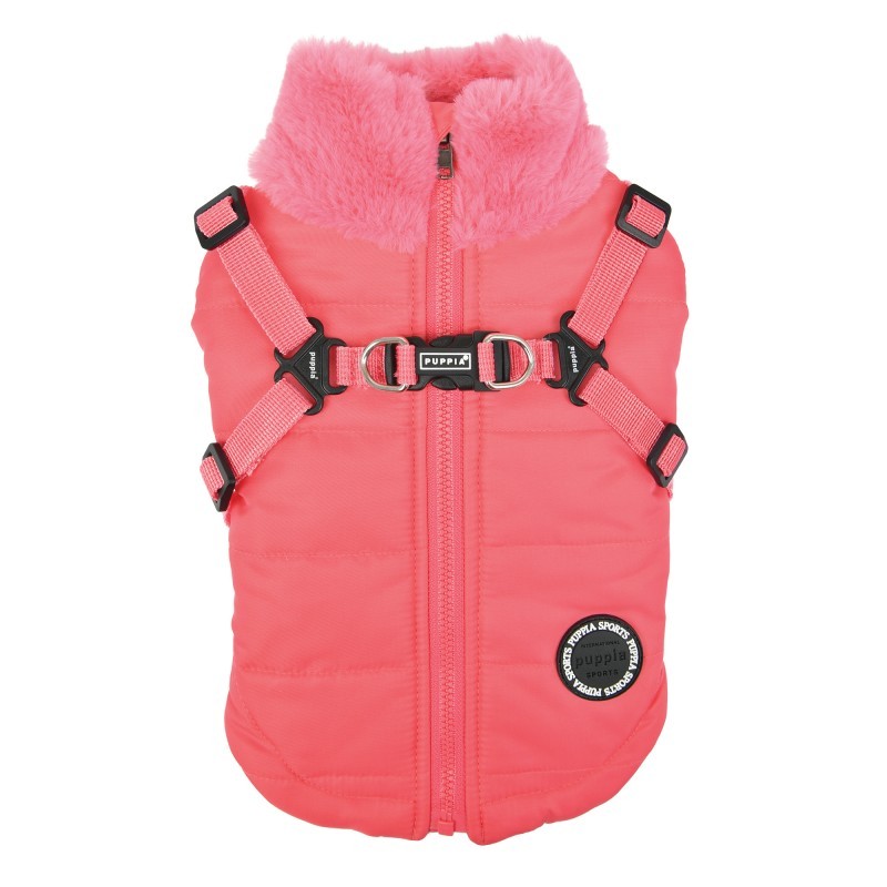 Manteau pour chien fourré et harnais intégré | Puppia Donavan | Rose