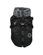 Manteau pour chien fourré et harnais intégré | Puppia Donavan | Noir