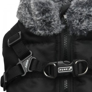Manteau pour chien fourré et harnais intégré | Puppia Donavan | Noir