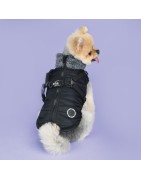 Manteau pour chien fourré et harnais intégré | Puppia Donavan | Noir