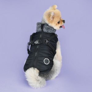 Manteau pour chien fourré et harnais intégré | Puppia Donavan | Noir