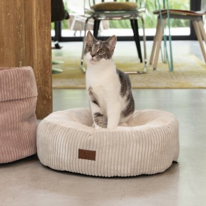 Coussin chat, petit chien ou chiot en VELOURS côtelé |  Ø 50 cm