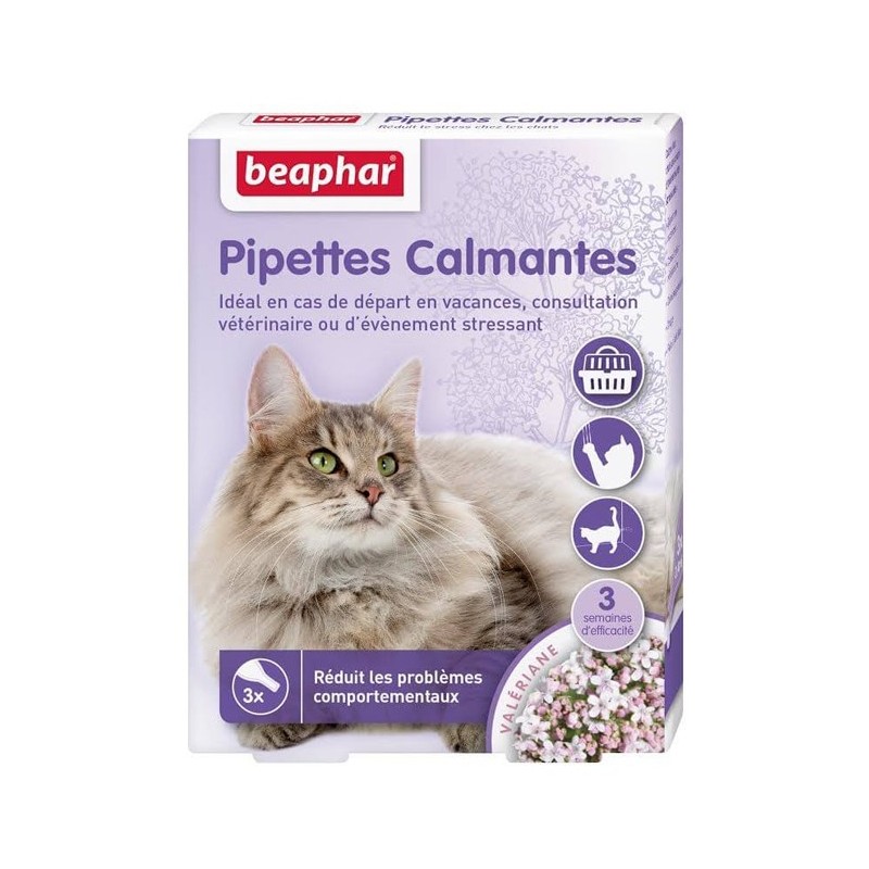 Boite de 3 pipettes calmantes pour chat contre le stress et les problèmes comportementaux | Beaphar