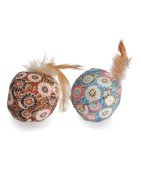 Jouet pour chat | Lot de 2 balle en tissu avec plume