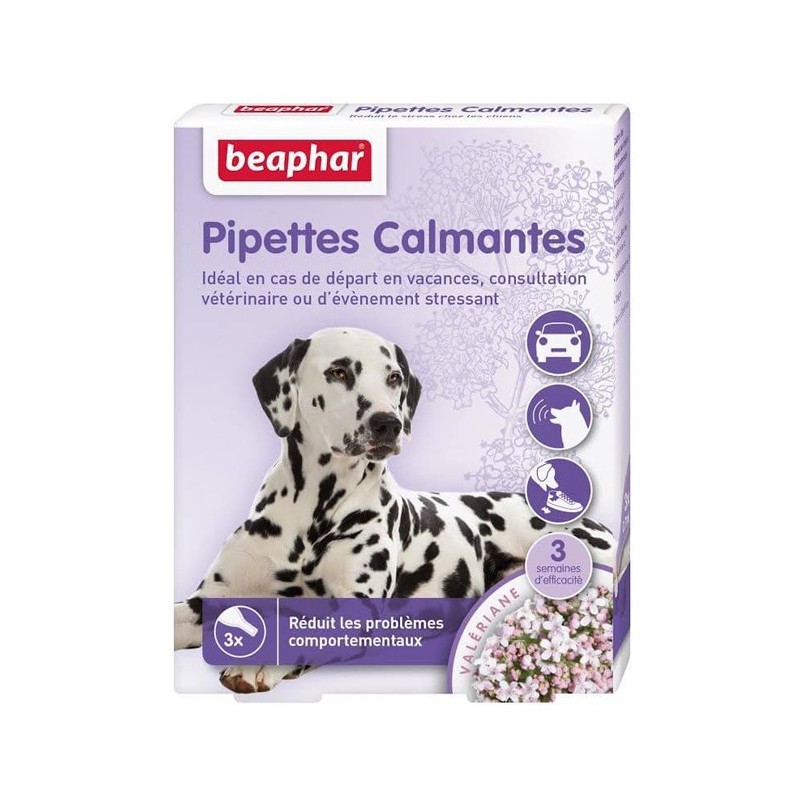 Boite de 3 pipettes calmantes pour chien contre le stress et les problèmes comportementaux | Beaphar