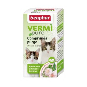Boite de 50 comprimés purge aux plantes VERMIpure pour chat et chaton | Beaphar