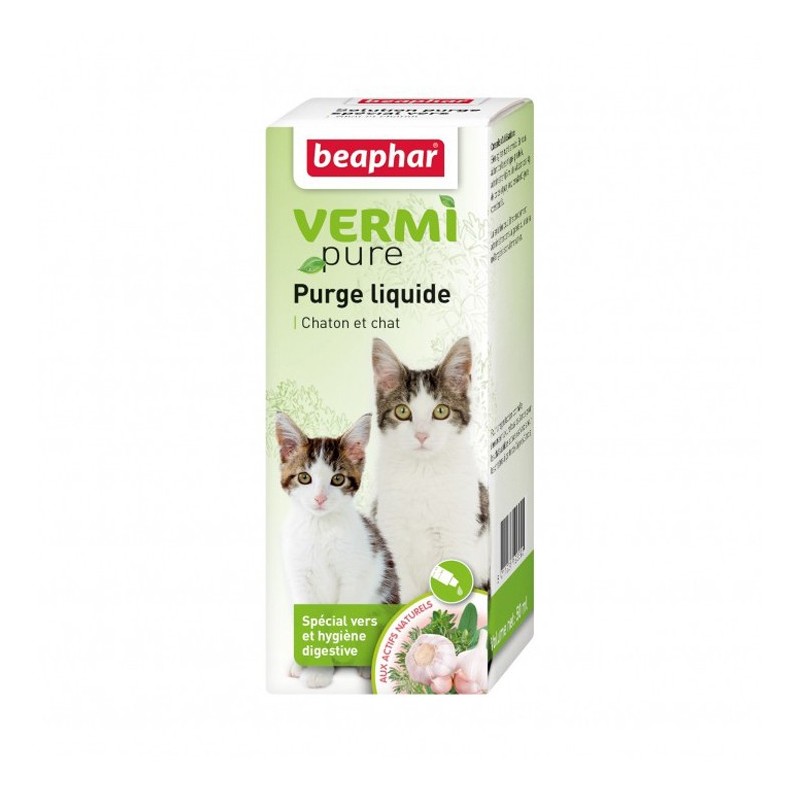 Solution liquide de purge aux plantes VERMIpure pour chat et chaton | Beaphar