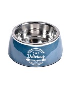 Bobby | Chien | Gamelle DELICIOUS en mélamine et bol inox bleu